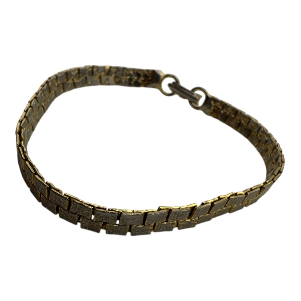 Vintage Two-Tone Metal Link Bracelet – Textured‎ Finish